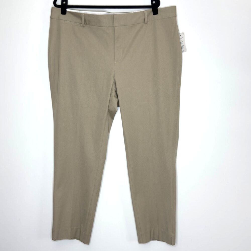 New Crown & Ivy Cary Khaki Bistretch Yearround Ankle Pants Women's Plus Size 20W